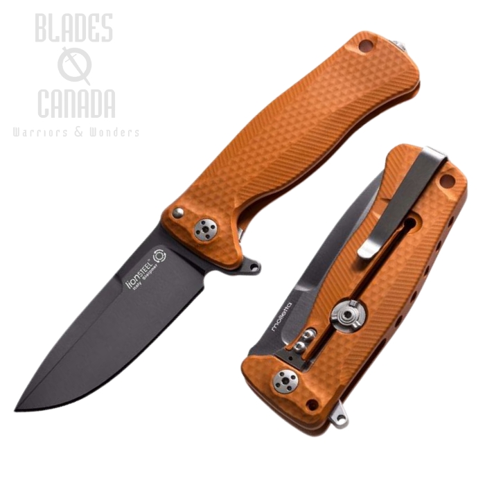 Lion Steel SR22A OB Aluminum Black Blade, Orange Handle